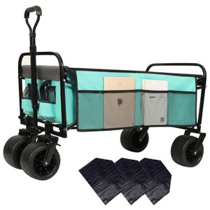 YONWAY Foldable Beach Wagon Cart  Loading Capacity 440lbs,with Strapping System and 3pcs Plastic Liner Bag for Camping Shopping - 1 of 4