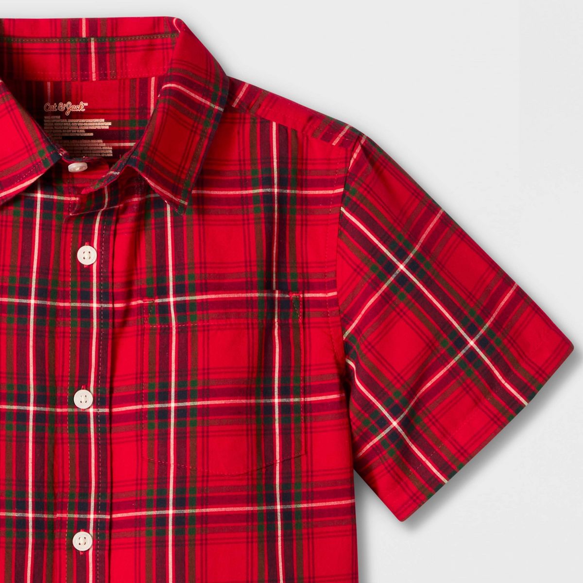 Boys' Short Sleeve 100% Cotton Classic Fit Plaid Button-Down Shirt - Cat & Jack™ - thumbnail 4