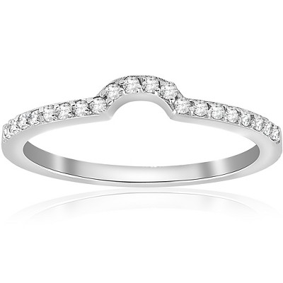 Pompeii3 1/6cttw Diamond Curved Wedding Ring Guard Engagement Enhancer Band 14k Gold - Size 7.5