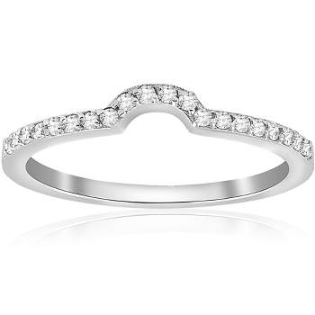 Pompeii3 1/6cttw Diamond Curved Wedding Ring Guard Engagement Enhancer Band 14k Gold - Size 8