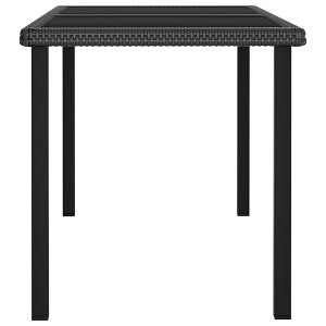 vidaXL Outdoor Dining Table Garden Porch Patio Table with Glass Top PE Rattan - 1 of 4