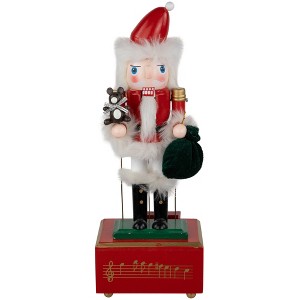 Northlight Animated and Musical Santa Christmas Nutcracker with Bear - 12" - 1 of 4