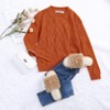 Girls Pullover Sweater Cable Knit Crew Neck Long Sleeve Sweater Knit Tops,Rose Pink - 2XL - 4 of 4