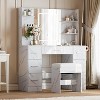 Vanity Desk with Mirror, Led Lights, Power Outlet and Stool, Makeup Vanity Table with 7 Drawers and 6 Storage Shelves - 4 of 4