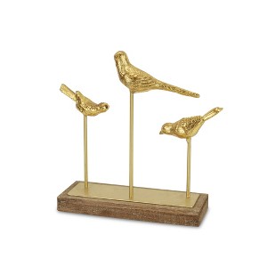 HomeRoots 12" Gold Metal Bird Hand Painted Sculpture - 1 of 4