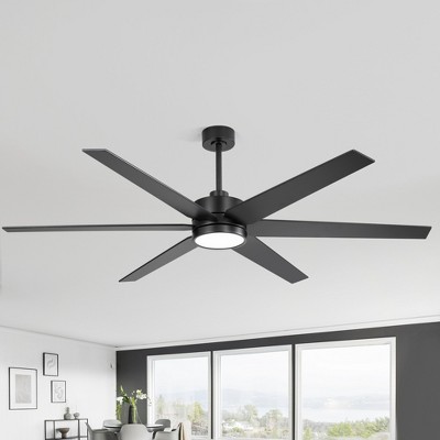 Airsurfer 72" Matte Black LED Ceiling Fan with Remote, 6-Speed Reversible Motor, 3-Color Light & Memory Function
