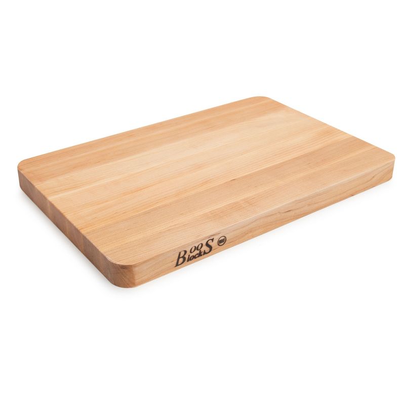John Boos Small Chop-N-Slice Maple Wood Cutting Board for Kitchen, Reversible Edge Grain Square Butcher Boos Block, 1 of 7