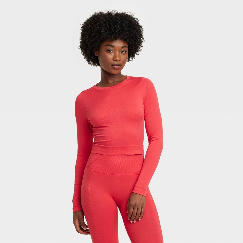 Women's Seamless Long Sleeve Crop Top - All In Motion™, 1 of 9