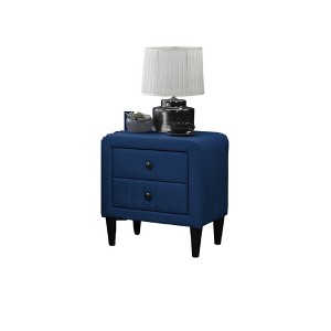 FONTOI Velvet Gorgeous Nightstand, Bedside Table with Tempered Legs, Side Table, End Table, Navy Blue, 16"*22"*21" - 1 of 4
