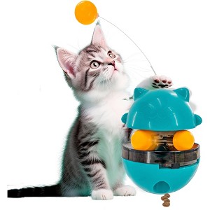 5 Star Super Deals Interactive Cat Treat Puzzle Feeder Toy - Adjustable Slow Food Dispenser with Playful Feline Ball Game & Rattle Ball Wand - 1 of 4