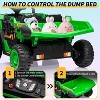 24V Kids Ride On Dump Truck with R/C, 2 Seater Electric Car with Electric Dump Bed & Shovel, Music Player, Soft Start, 19" Spacious Seat, Green - 4 of 4