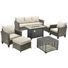 XIZZI Outdoor Sectional Sofa Set, Modular Outdoor Wicker Sofa Set with Optional Solar Table, Ottomans or Fire Pit in 6 Colors, All-Weather Design - 2 of 4