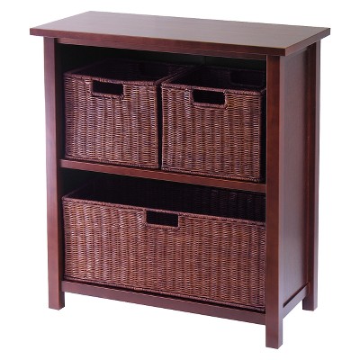 30" Storage Shelf with Baskets - Walnut - Winsome