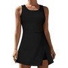 Womens Tennis Dress Crew Neck Sleeveless Golf Side Slit Pocket Athletic Dresses with Built-in Bra Shorts - 2 of 4