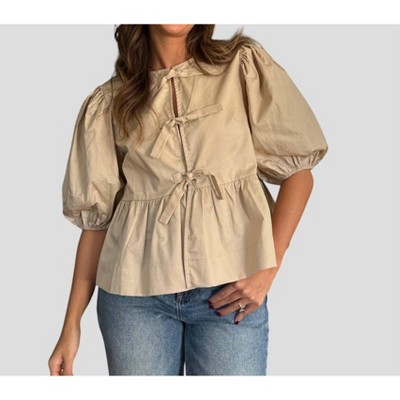 Women's Cara Cotton Poplin Tie Top - Sofie the Label