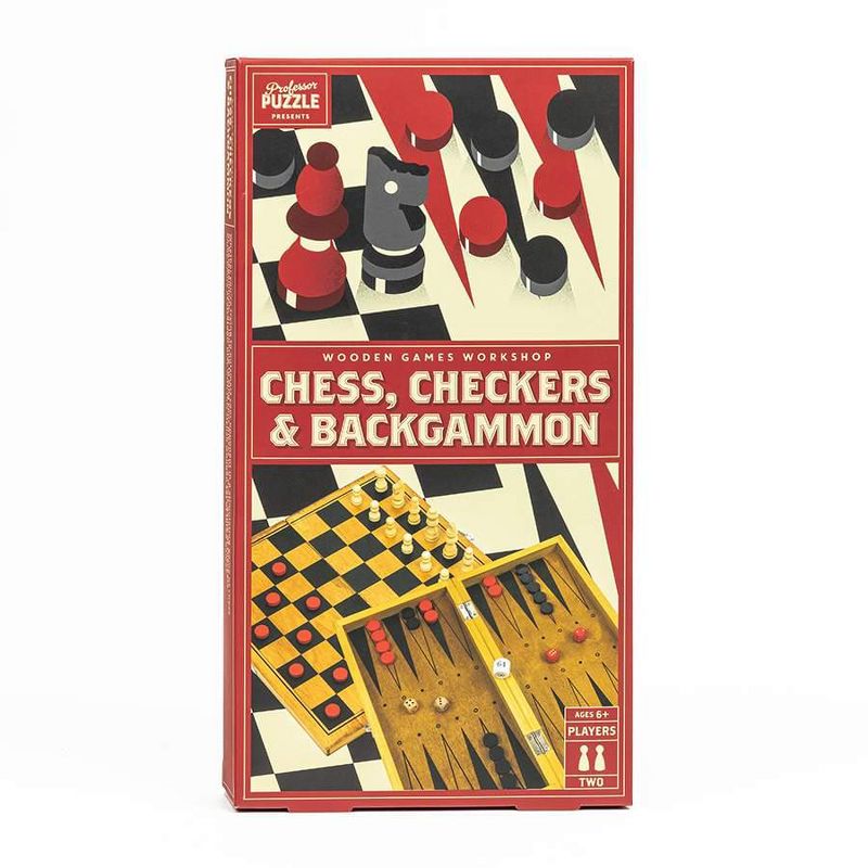 Professor Puzzle USA, Inc. Chess | Checkers | Backgammon Classic Wooden Family Board Games, 2 of 3