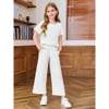 Mocamel Girl's Sports Simple Texture Casual Round Neck Short Sleeves and Loose Pant 2 piece Set - 2 of 4