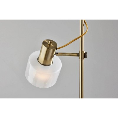 Adjustable Antique Brass Floor Lamp with Frosted Glass Shade