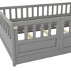 Sapphtopaz Bed Frame Floor Bed with High Guardrails and Door for Kids Wooden Bedroom Furniture, Easy Assembly, Gray - 4 of 4