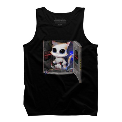 Men's Design By Humans Cat Piloted Cyborg By andremullerdko Tank Top