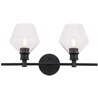 Elegant Lighting Gene 2 light Black and Clear glass Wall sconce