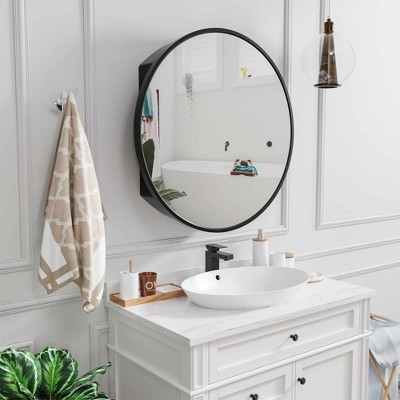 Lirago Bathroom Vanities Surface-mounted Round Mirror Cabinet with Mirror 24*24 White