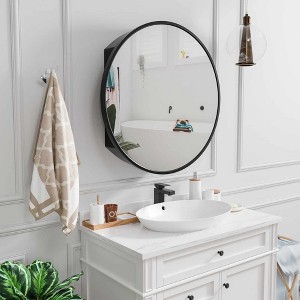 Lirago Bathroom Vanities Surface-mounted Round Mirror Cabinet with Mirror 24*24 White - 1 of 4