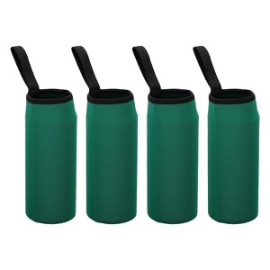 Unique Bargains Neoprene Insulated Water Bottle Sleeve with Finger Strap 2.56"x7.09" 4 Pcs - 1 of 4