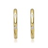 Guili Kids 14K Gold Plated Hoop Earrings with Enamel and Cubic Zirconia, Featuring Vibrant Design in Gold, Pink, Red, and White for Stylish Young Fans - 2 of 3