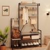 Hall Tree with Bench & Shoe Storage - Parent-Child Coat Rack & Organizer with Shoe Rack, Cubbies, Hooks, and Top Shelf for Entryway Industrial Style - 2 of 4