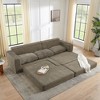VASIP Left Seat L-Shaped Modular Sectional Sofa - Compressed Design, Unfolds into a Bed, Soft Corduroy,for Living Room, Bedroom,Apartment-Black - 2 of 4