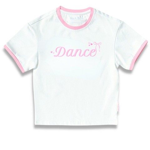 Bits & Bows Kids Girls' Dance Crewneck T-Shirt, White 5/6