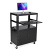 Av Cart with Lockable Cabinet, Height Adjustable 24-42", Non-Slip Mat, 100 Lbs Capacity, Mobile Workstation with Additional Storage - 3 of 4