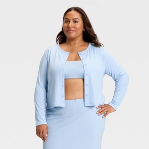 Women's Variegated Ribbed Pajama Cardigan - Auden™ - 1 of 3