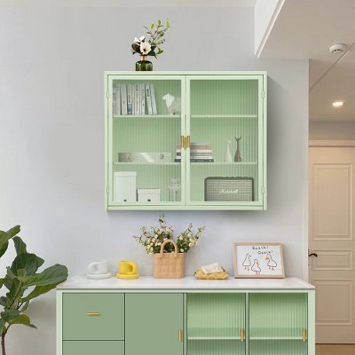 Modern Decorative Storage Cabinet, CENGHU 2-Door Wall Cabinet with Featuring 3-Tier Storage for  Entryway, Living Room, Bathroom, Dining Room
