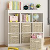 6-Piece Beige Woven Storage Set with PU Handles, Featuring Rattan-Print Fabric Design. - 4 of 4