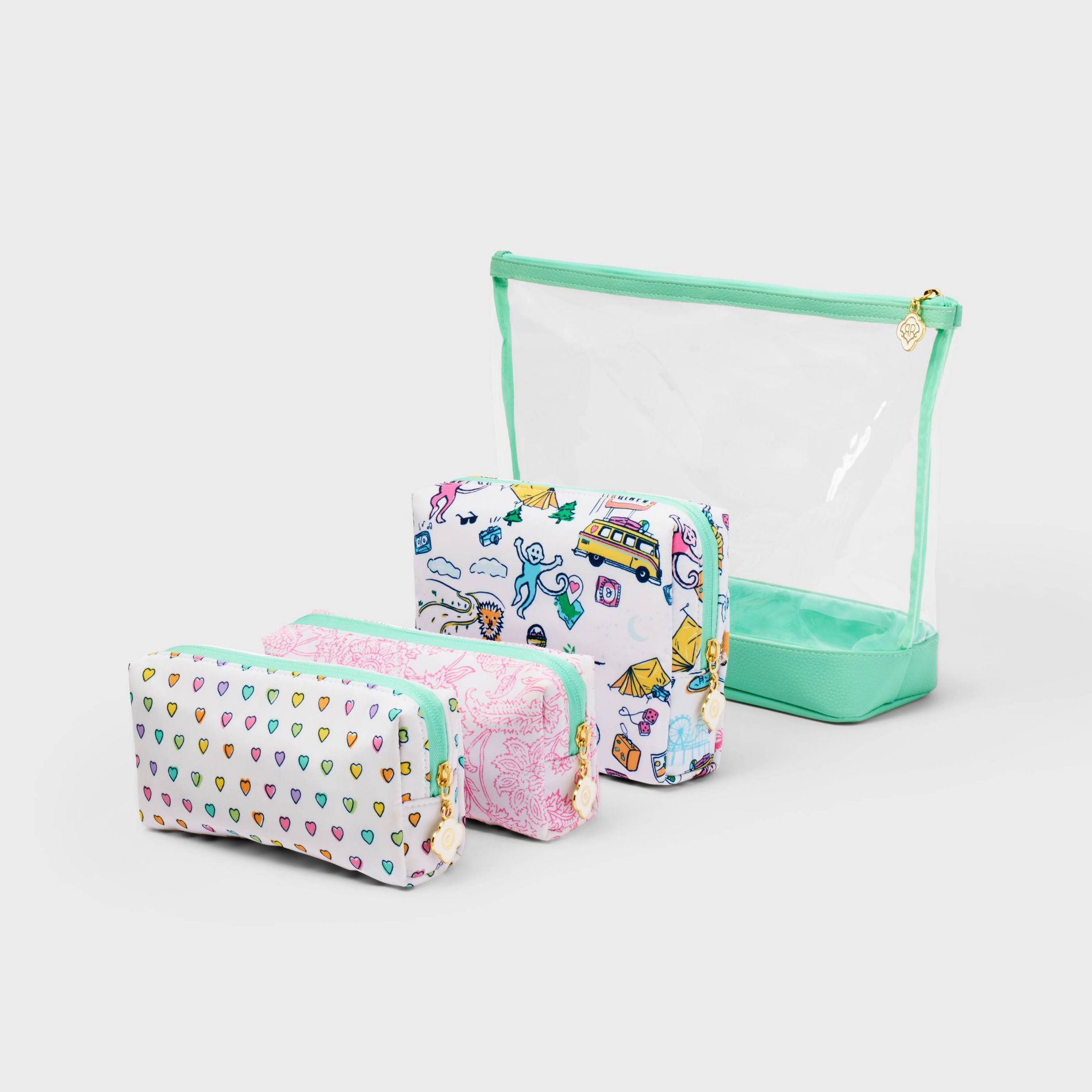 4pc Multi-Purpose Pouch Set White/Teal - Roller Rabbit x Target