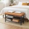 Shoe Bench, Storage Bench, Shoe Rack Bench Entryway, Synthetic Leather with Stitching, Mid-Century Modern, Loads 300 lb, 11.8 x 31.5 x 19.7 Inches - 2 of 4