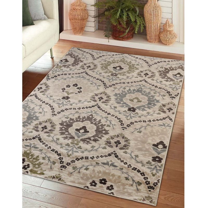 Distressed Abstract Damask Indoor Area Rug or Runner by Blue Nile Mills, 3 of 8