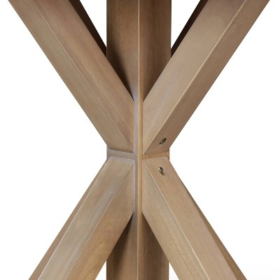 Beige Round Reclaimed Wood Farmhouse Dining Table