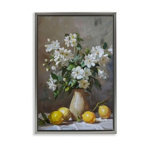Stupell Industries Floral Lemons Still Life Floating Frame Canvas Art - 1 of 4
