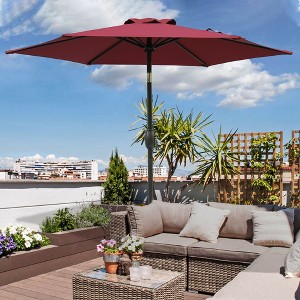 TiramisuBest 7.5ft×7.5ft Aluminum Pole Outdoor Patio Market Table Umbrella with Crank & Push Button Tilt - Black - 1 of 4