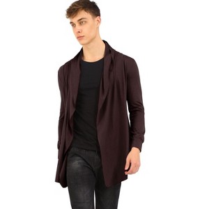 Unique Bargains Men's Shawl Collar Open Front Long Cardigan - 1 of 4