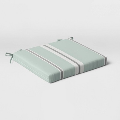 Woven Navy Stripe Outdoor Seat Cushion DuraSeason Fabric™ Aqua - Threshold™