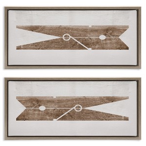 Stupell Industries Minimal Laundry Clothespins 2pc Floating Frame Art Set - 1 of 4