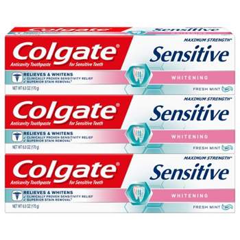 Colgate Sensitive Toothpaste Maximum Strength with Whitening - Fresh Mint Gel - 6oz/3pk