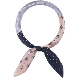 INSPIRE CHIC Women Contrast Color Retro Printed Square Satin Bandanas Neck Scarves 1Pc - 1 of 4