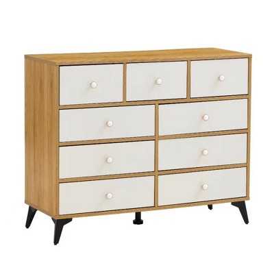 9 Drawers Dresser, MDF Cabinet Wood, for Living Room, Bedroom, Hallways