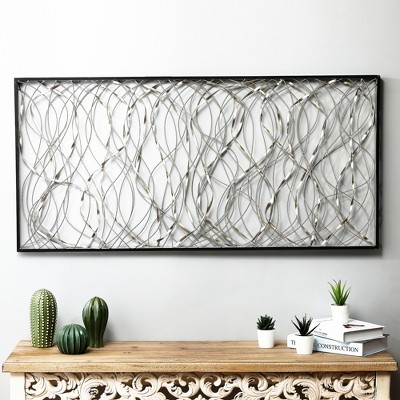 Large Silver and Black Metal Infinity Wall Sculpture