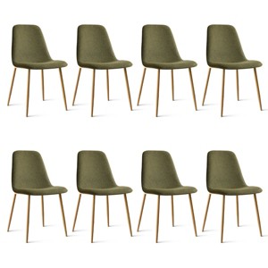 Modern Upholstered Dining Chairs Set of 8, Fabric Padded Kitchen Chairs with Wood-Grain Metal Legs for Dining Room or Kitchen - Panipeachy - 1 of 4
